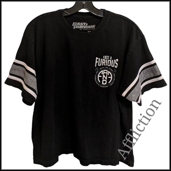 AFFLICTION Fast & Furious 2001 T-Shirt Built for Speed Black & White Men's XL - Picture 1 of 7
